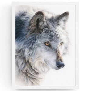 Watercolor Wolf with Mystical Aura Portrait Wall Art Print Poster, Unframed